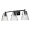 Z-Lite Analia Vanity, 3-Light, 26.25 In.W x 7.5 In.L x 9.25 In.H, Matte Black/Clear Ribbed 1101-3V-MB - alternate 2